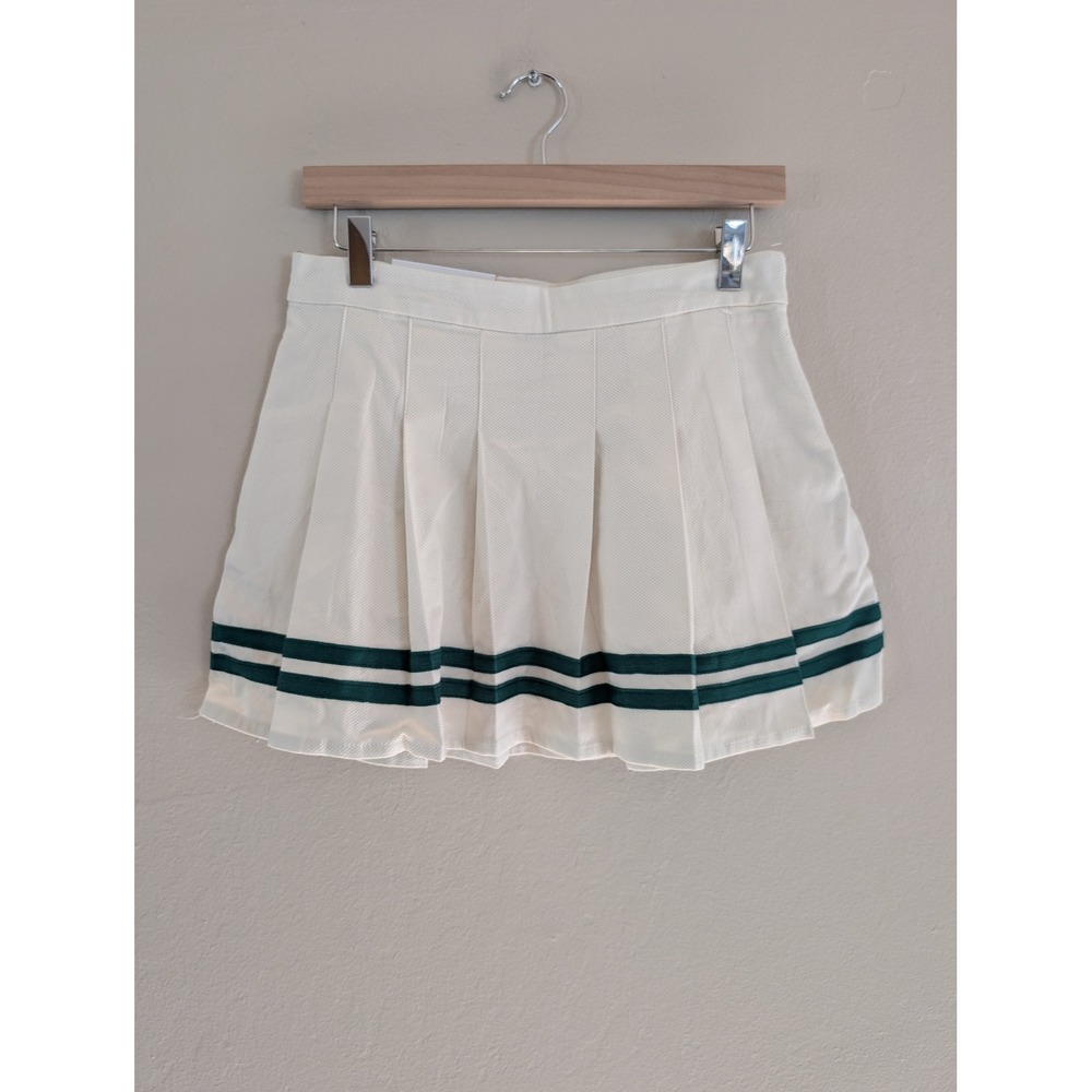 Prince Pickleball Skirt Pleated Women Cream White Tennis Green Stripes Size S